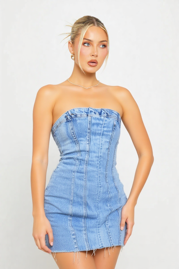 Strapless Denim Tube Dress