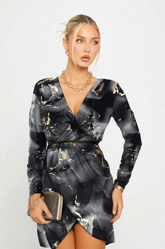 Emerald Marble Wrap Dress