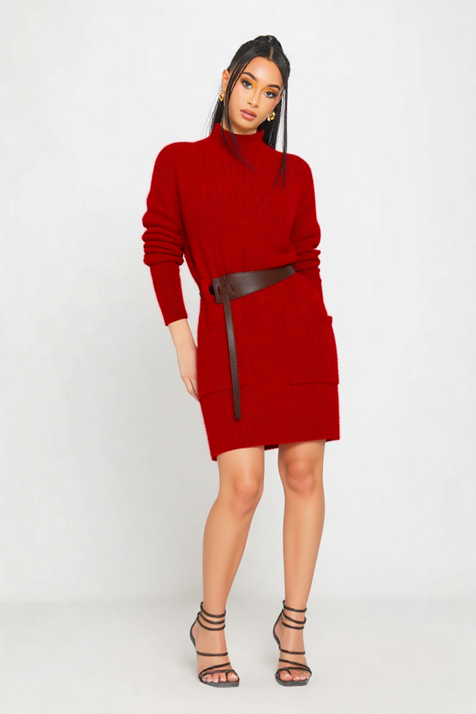 Crimson Charm Knit Dress