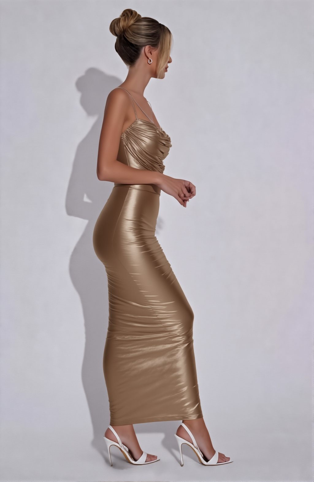 Golden Mirage Satin Dress