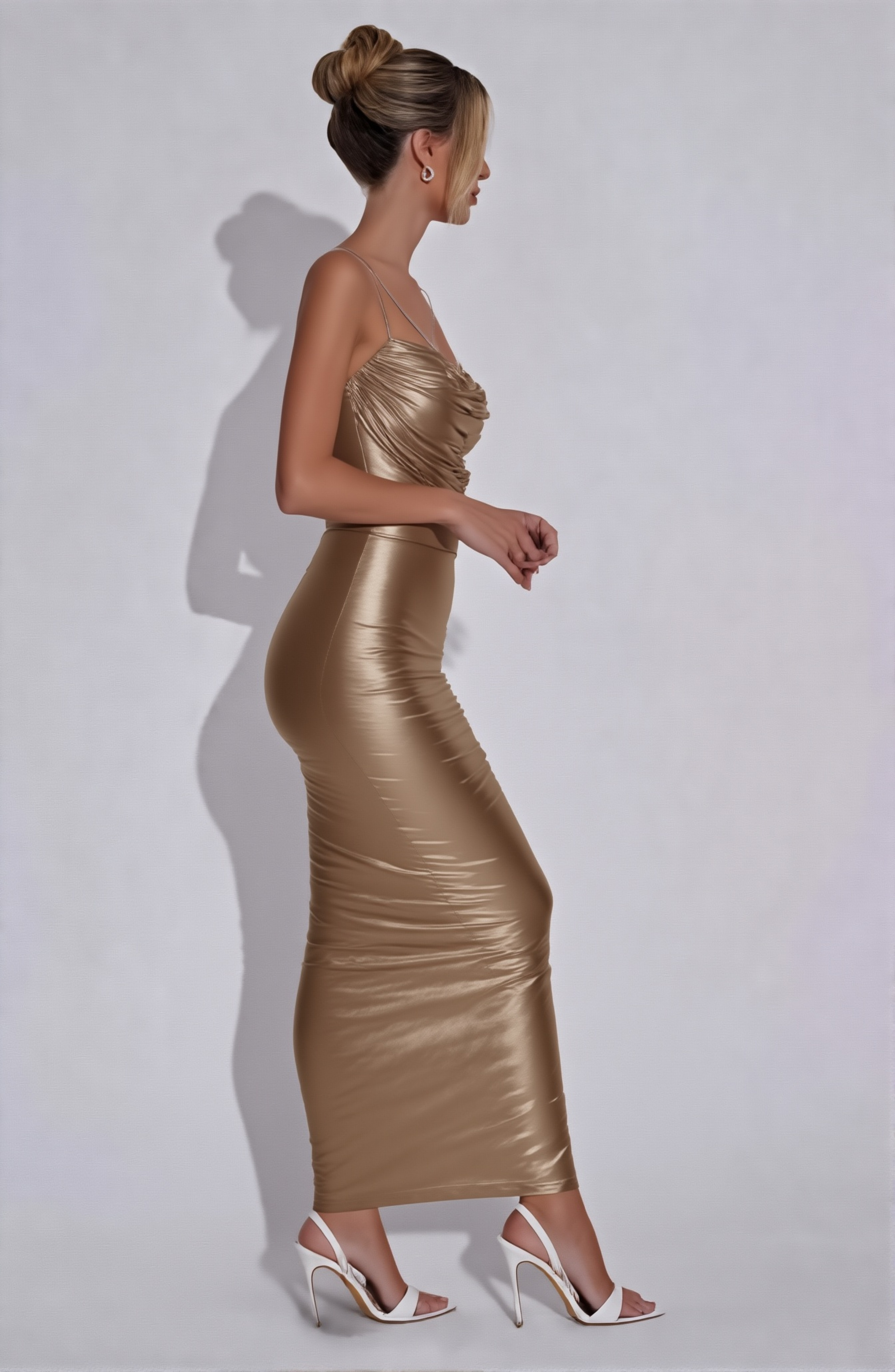 Golden Mirage Satin Dress