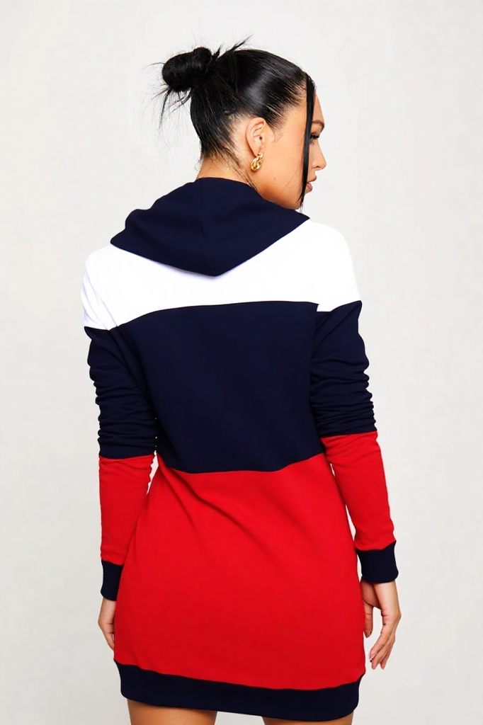 Tri-Color Street Hoodie Dress
