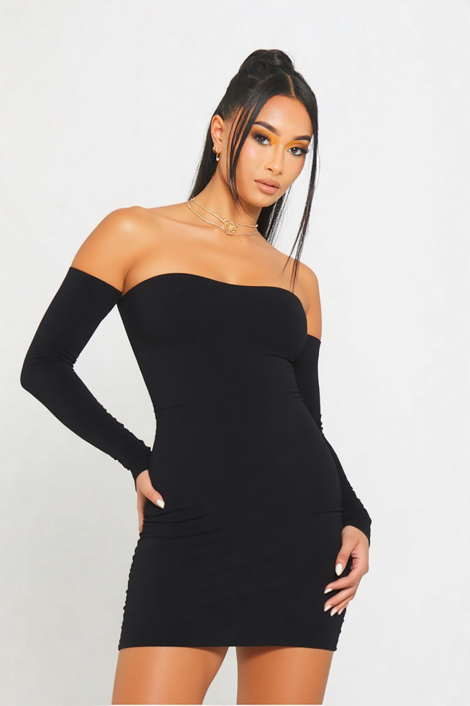 Strapless Lace-Up Back Bodycon Dress