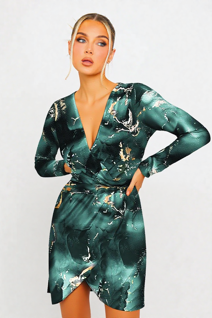 Emerald Marble Wrap Dress