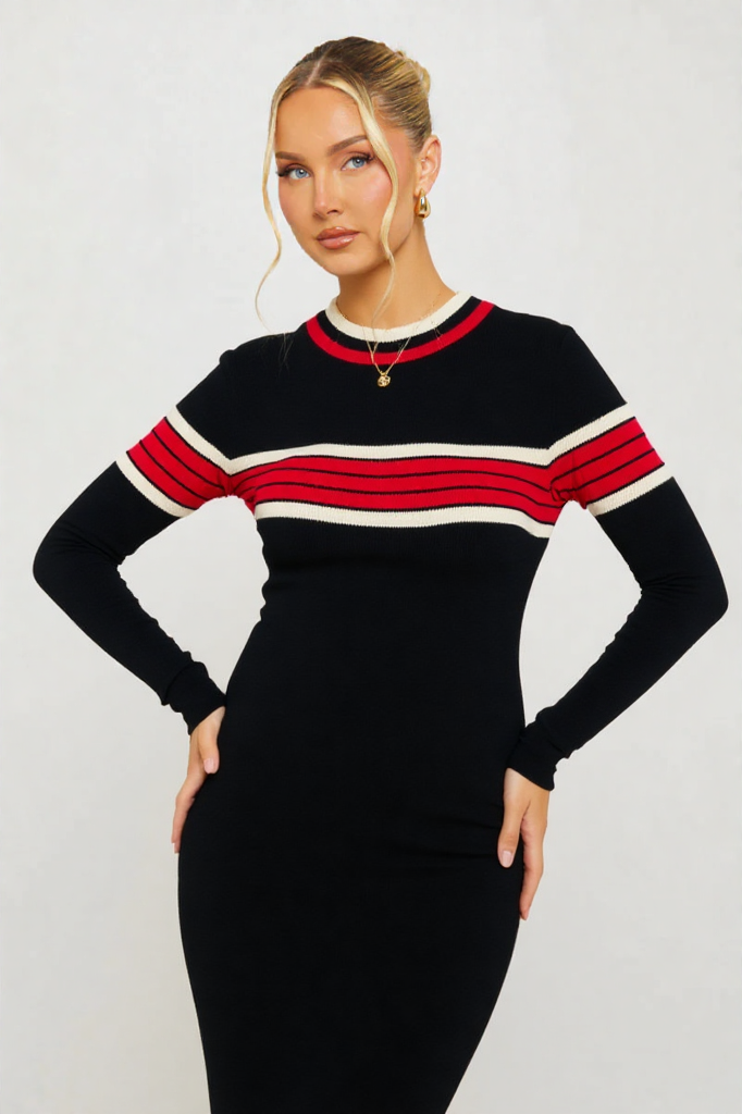 City Chic Striped Knit Dress