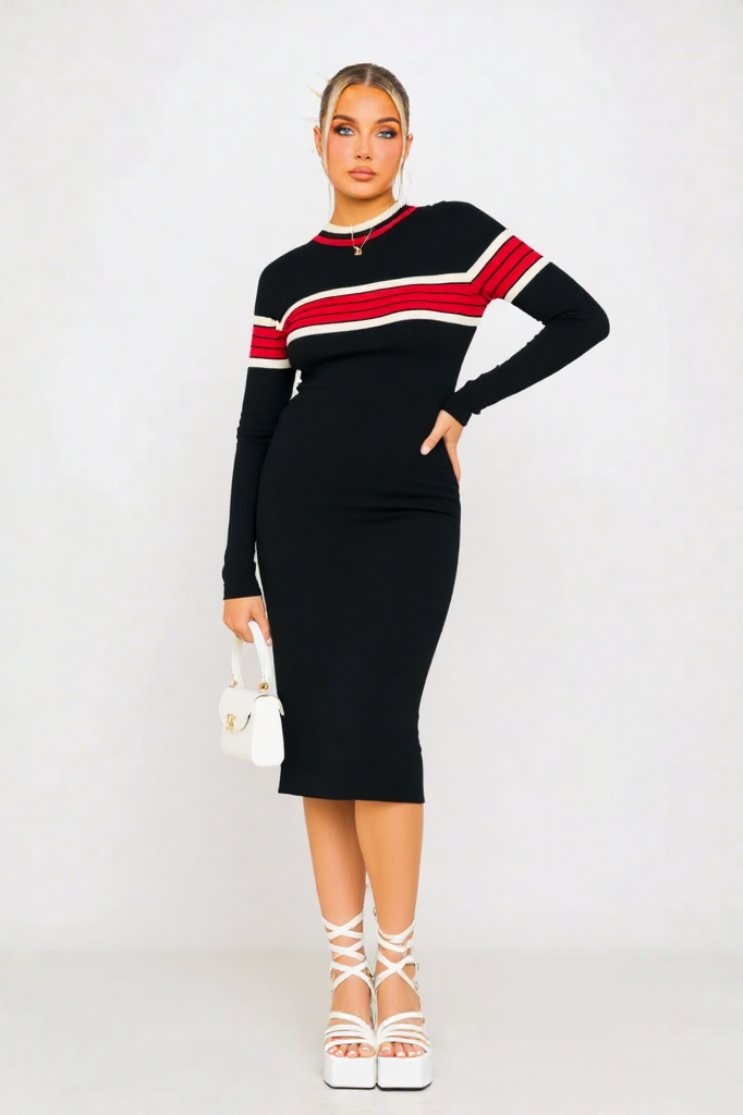 City Chic Striped Knit Dress