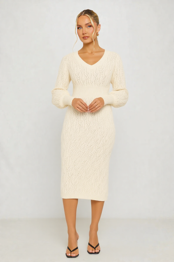 Cozy Charm Knit Midi Dress