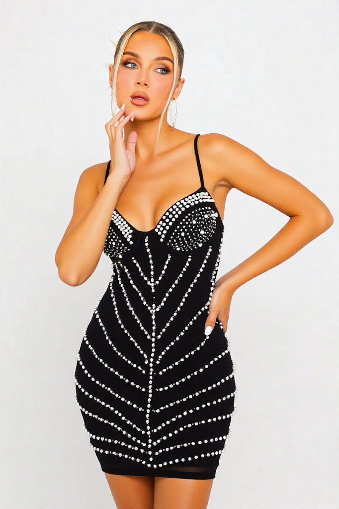 Hot Drilling Neck Dress