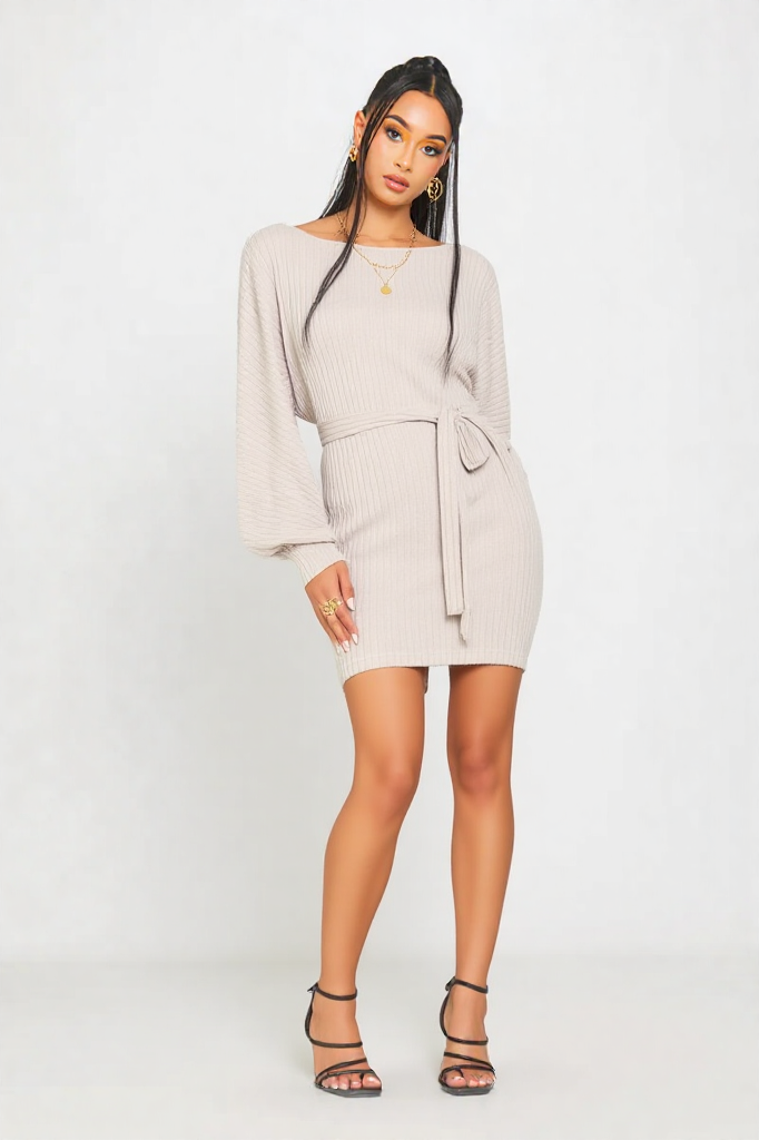 Cozy Belted Knit Dress