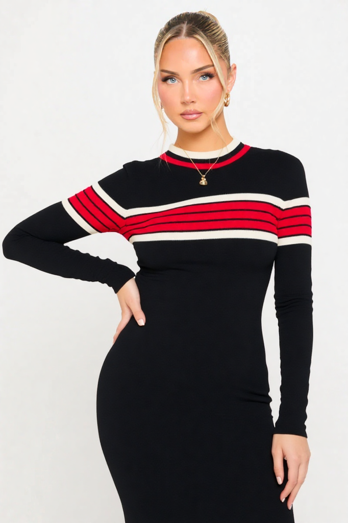 City Chic Striped Knit Dress