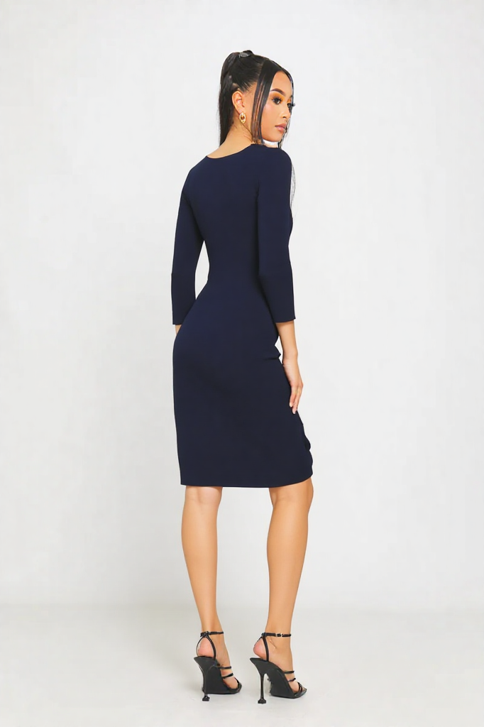 Elegant Belted Mid-Length Dress