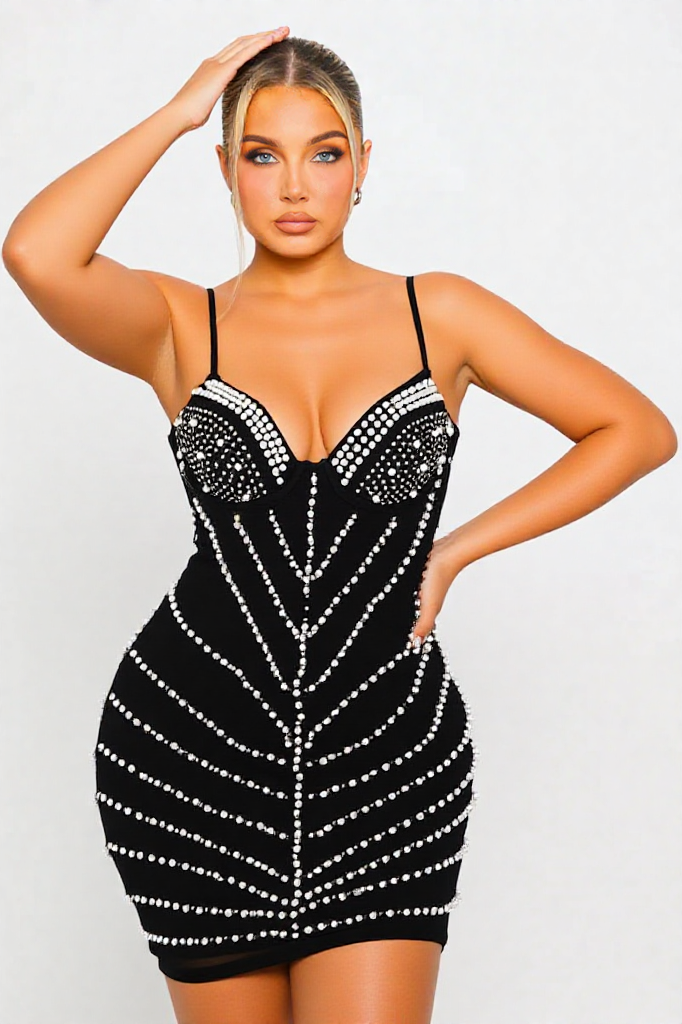 Hot Drilling Neck Dress