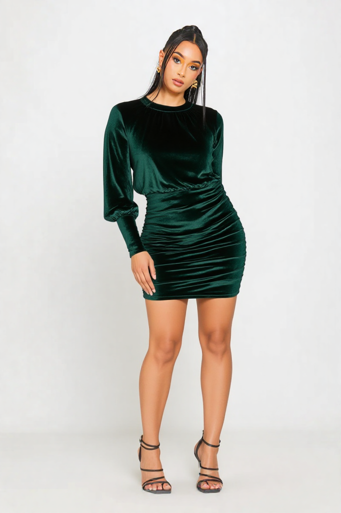 Emerald Luxe Velvet Dress