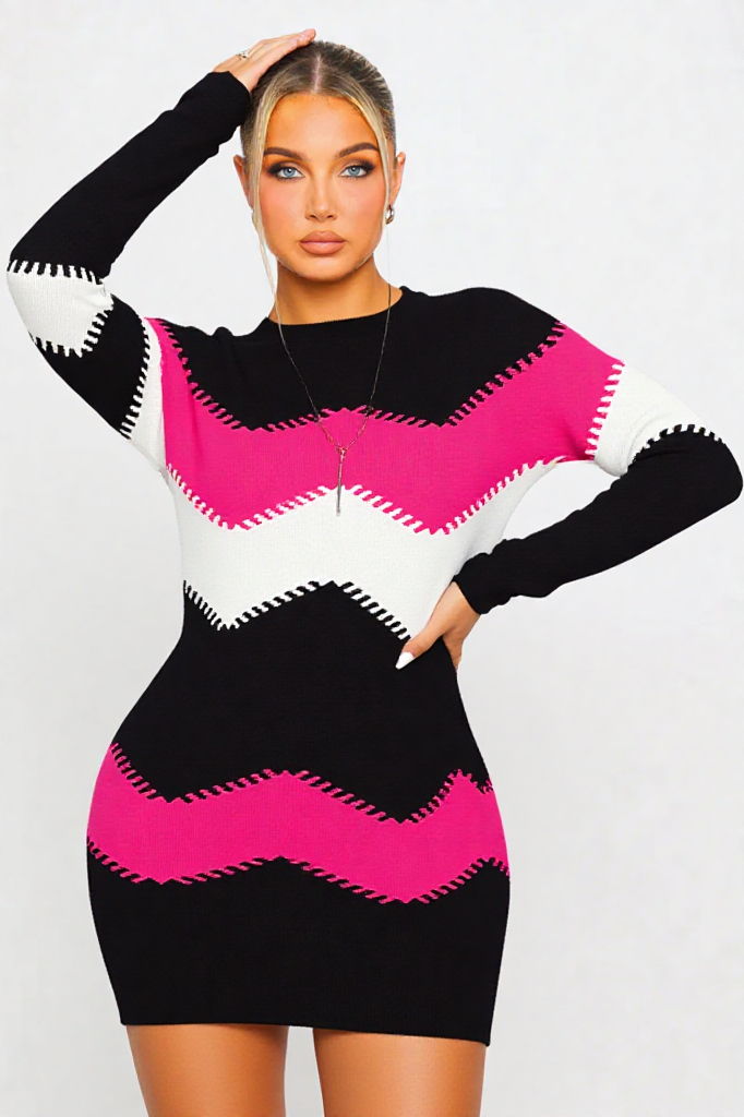 Zigzag Knit Bodycon Dress