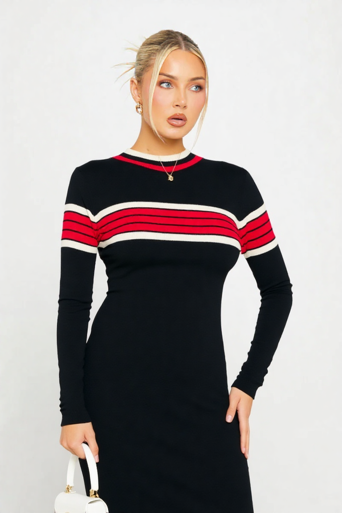 City Chic Striped Knit Dress