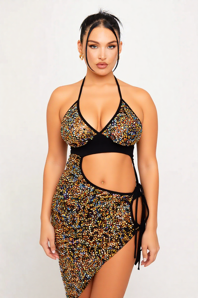 Starlight Halter Sequin Dress