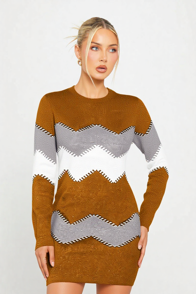 Zigzag Knit Bodycon Dress