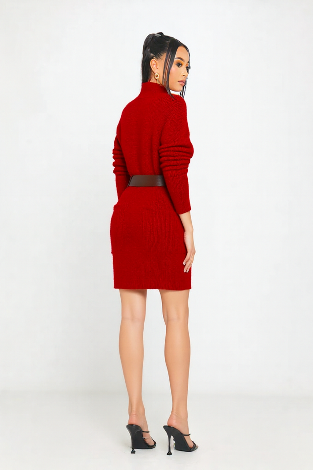 Crimson Charm Knit Dress