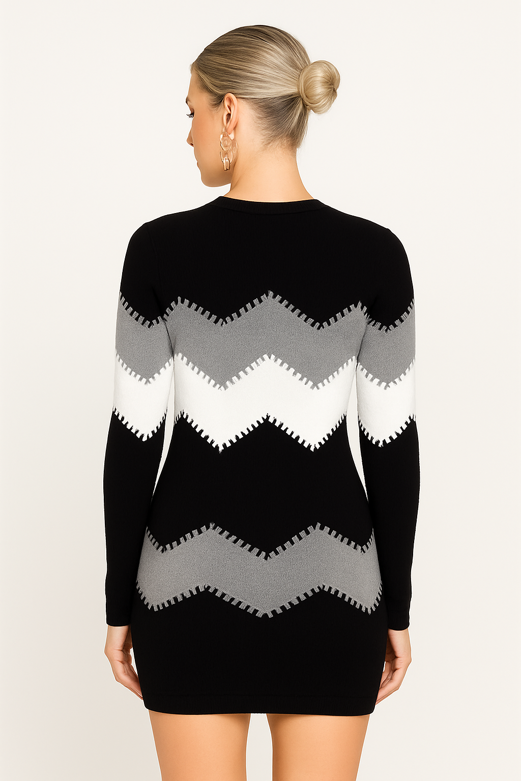 Zigzag Knit Bodycon Dress