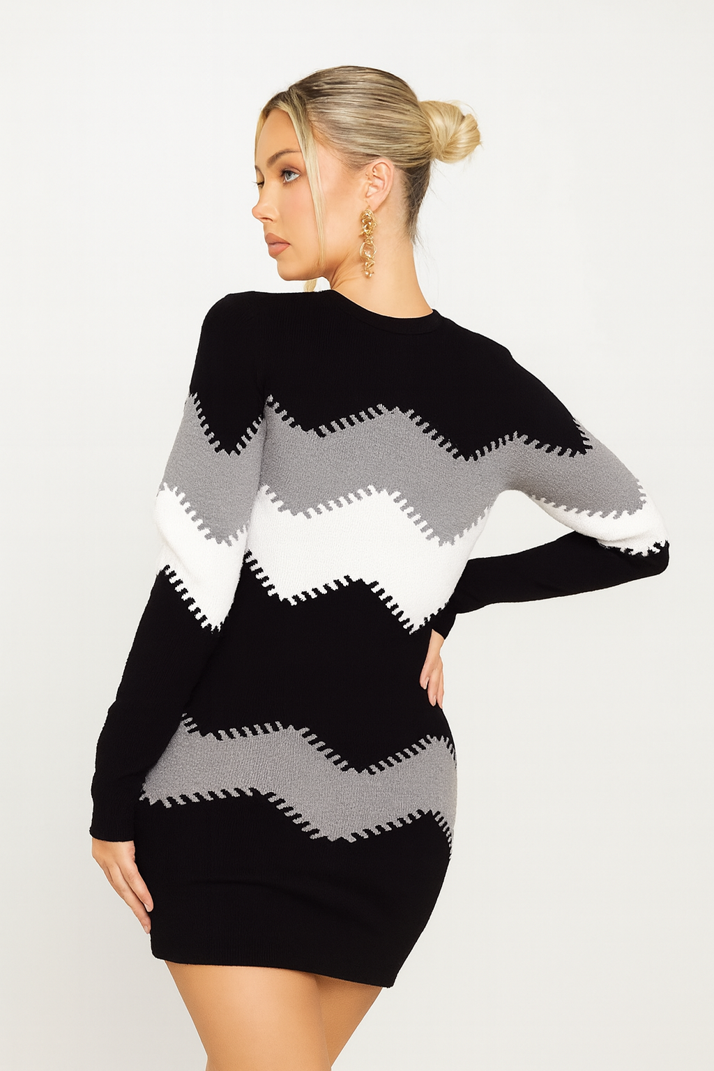 Zigzag Knit Bodycon Dress