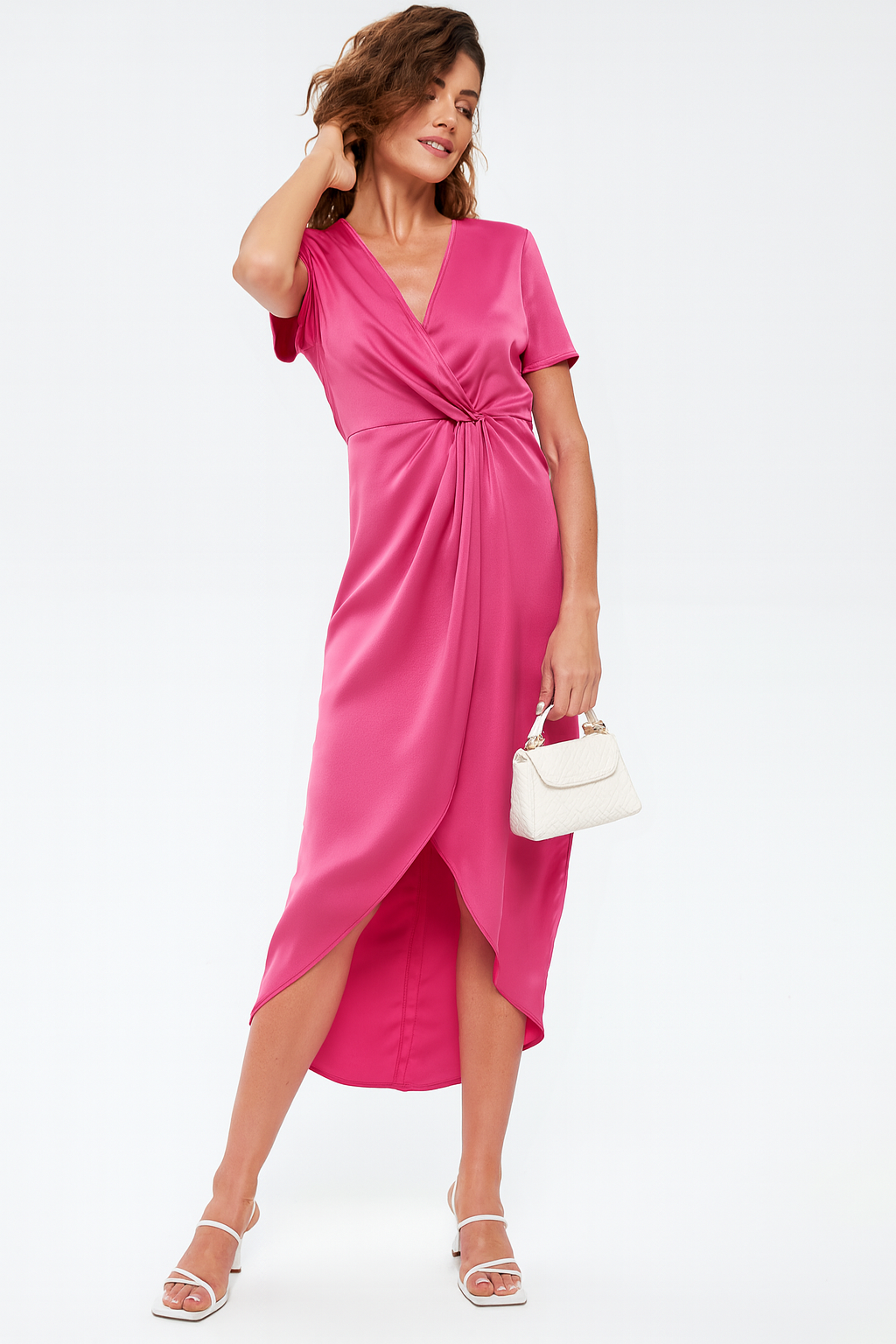 Satin Short Sleeve Dress