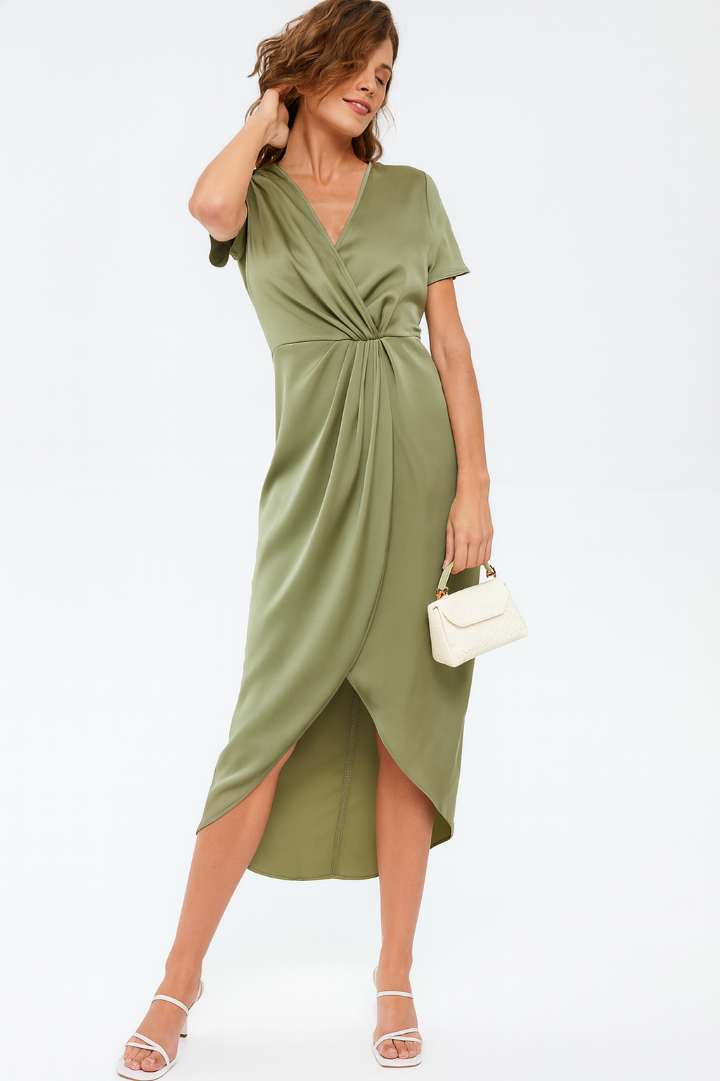 Satin Short Sleeve Dress
