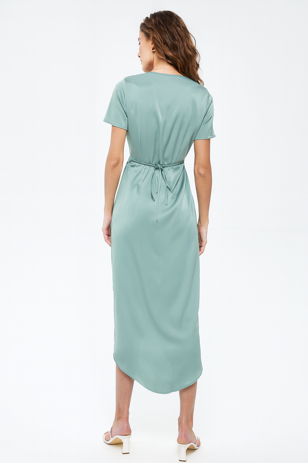 Satin Short Sleeve Dress