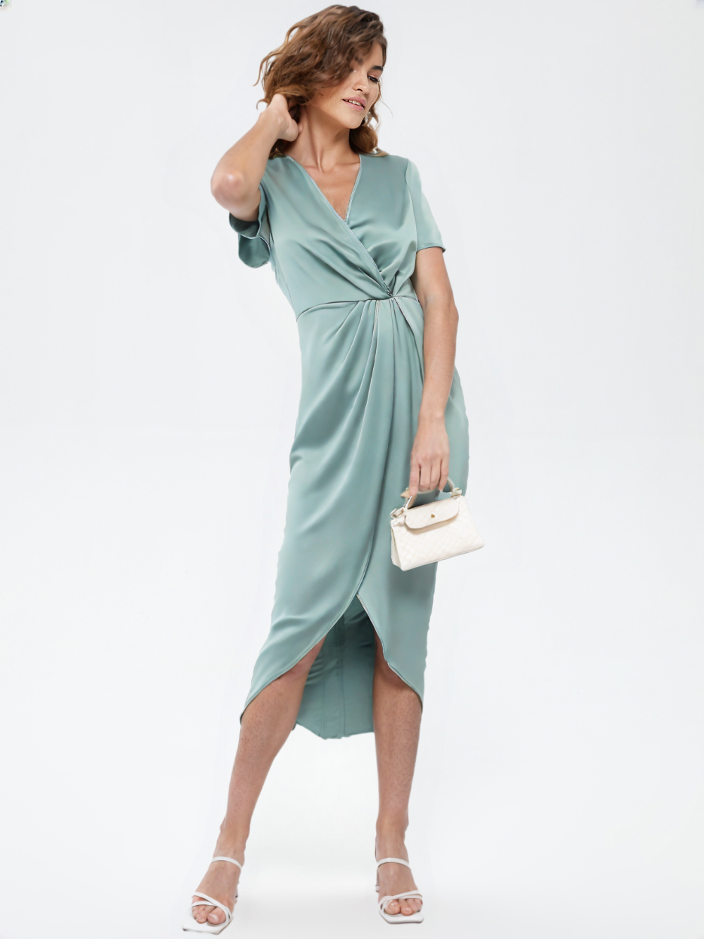 Satin Short Sleeve Dress