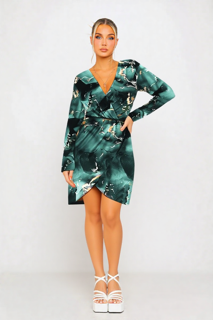 Emerald Marble Wrap Dress
