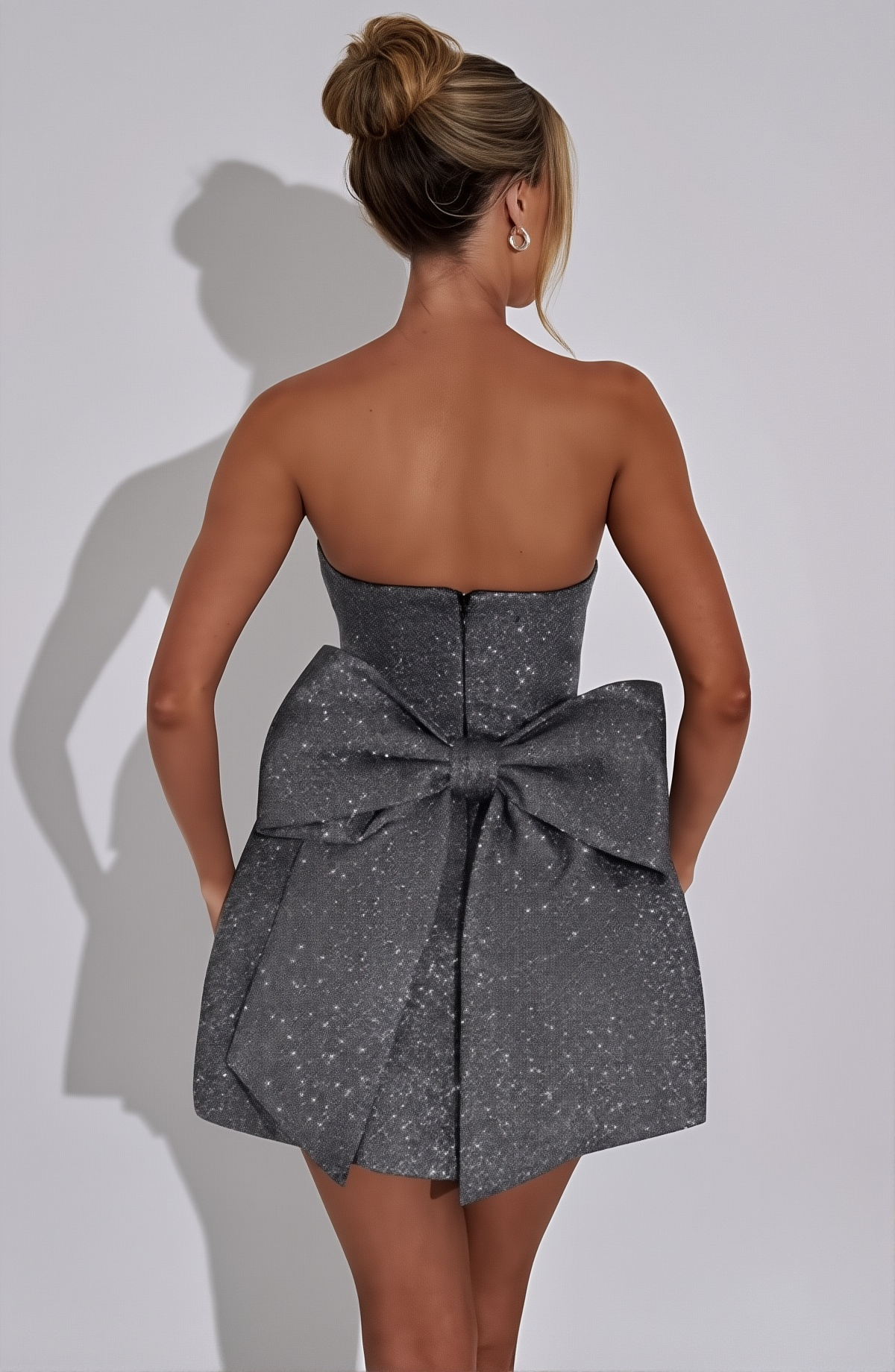 Midnight Bow Sparkle Mini Dress