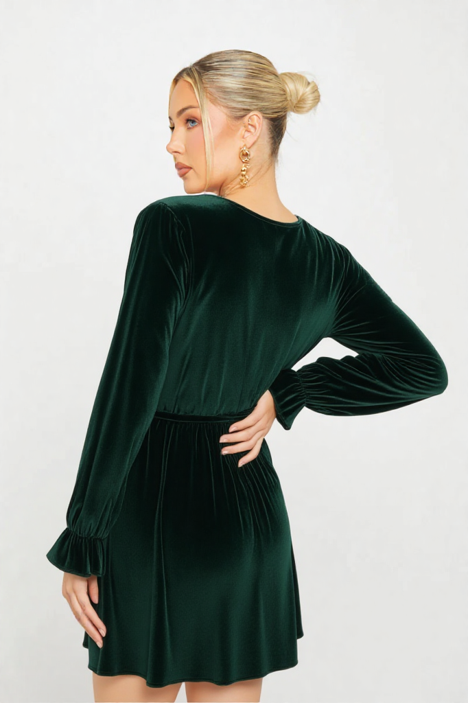 Velvet Wrap Mini Dress