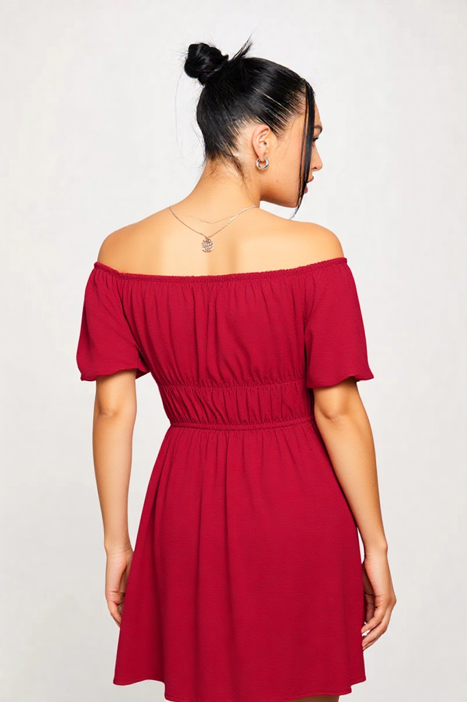 Off-Shoulder High Waist Dress