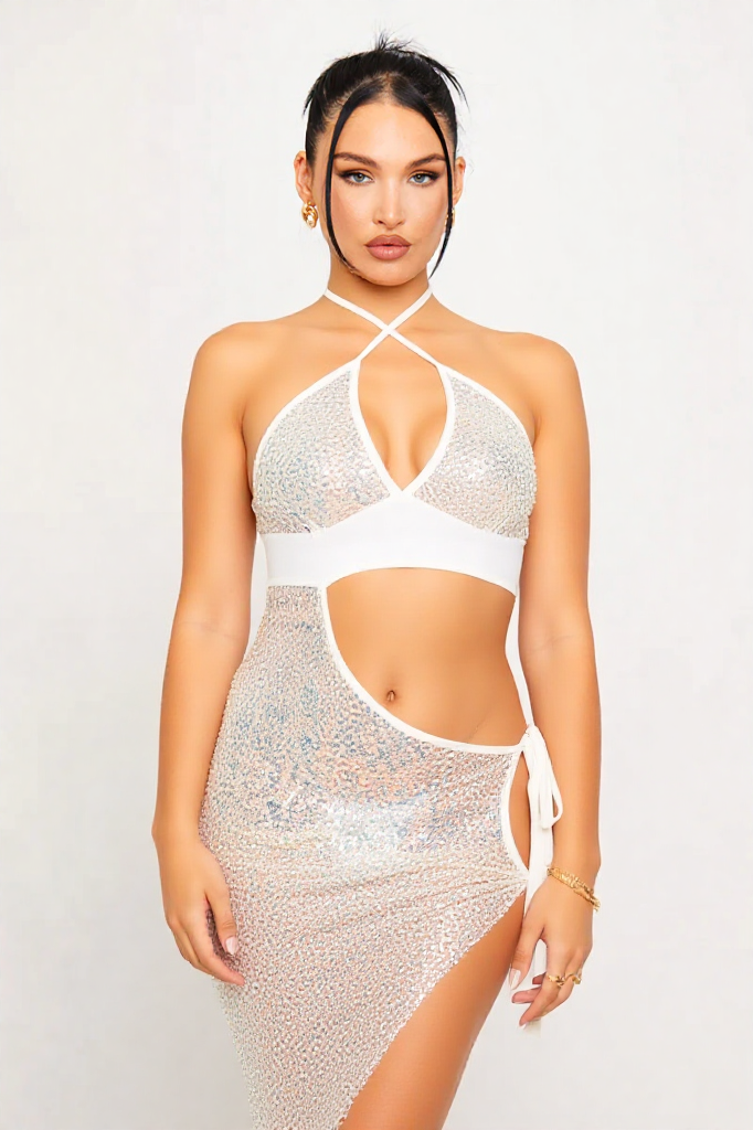 Starlight Halter Sequin Dress