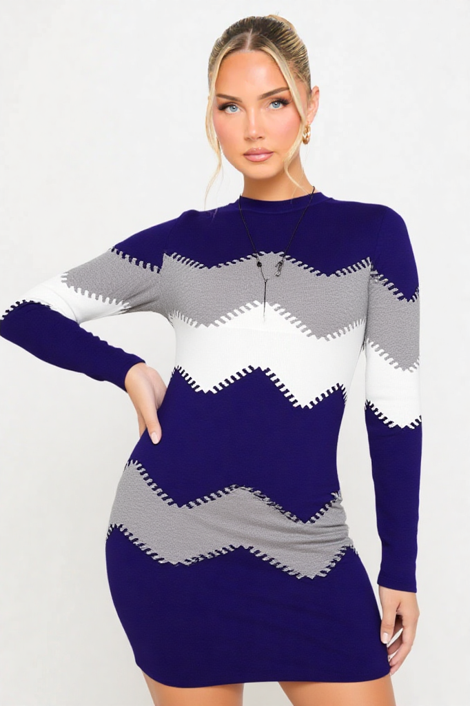 Zigzag Knit Bodycon Dress