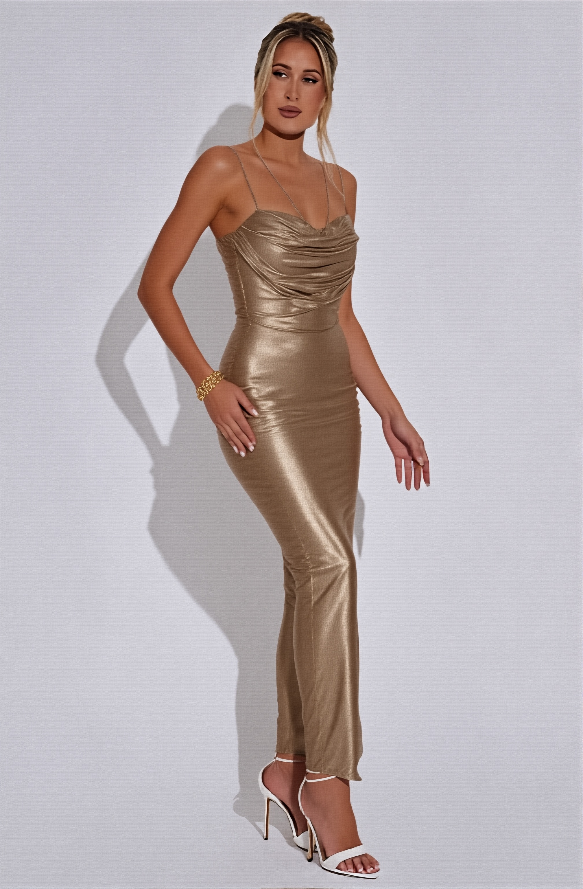 Golden Mirage Satin Dress