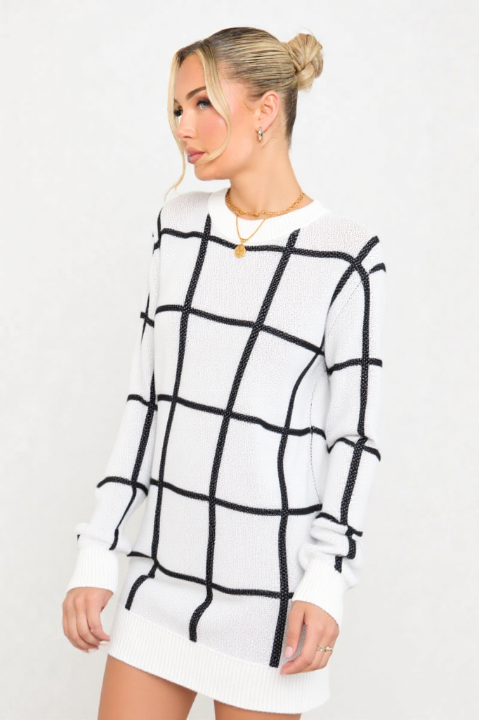 Plaid Long Sleeve Sweater