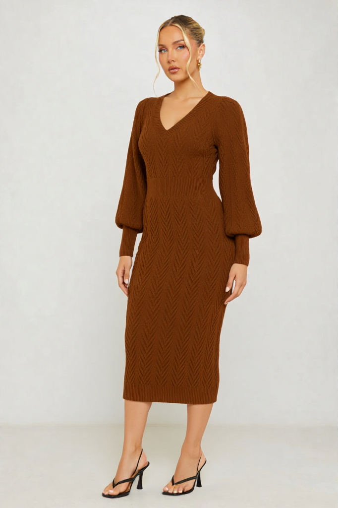 Cozy Charm Knit Midi Dress