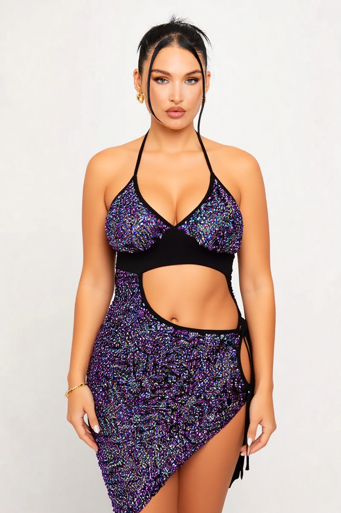 Starlight Halter Sequin Dress