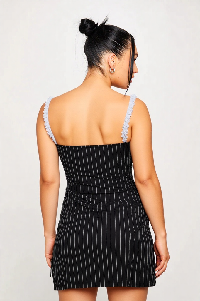 Pinstripe Charm Bow Dress
