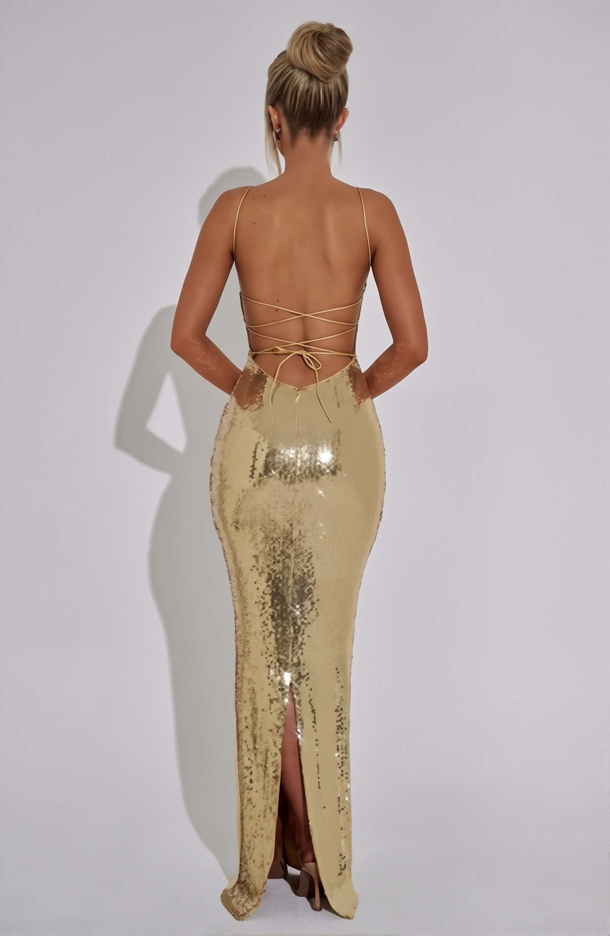 Golden Radiance Sequin Gown Dress