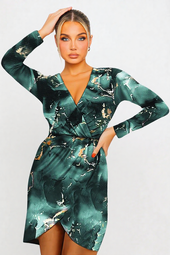 Emerald Marble Wrap Dress