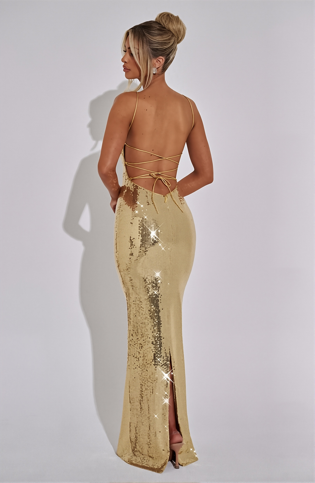 Golden Radiance Sequin Gown Dress