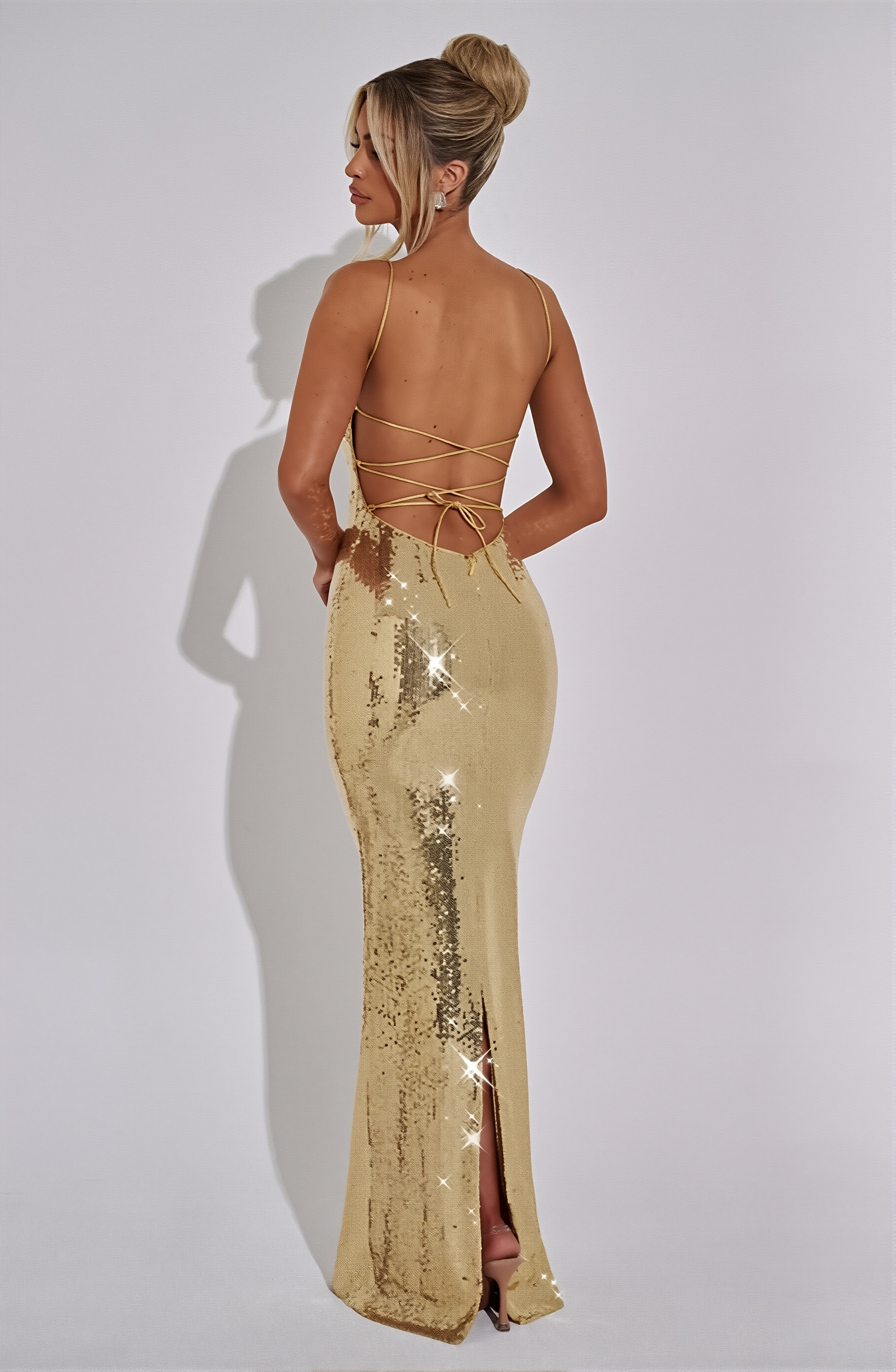 Golden Radiance Sequin Gown Dress
