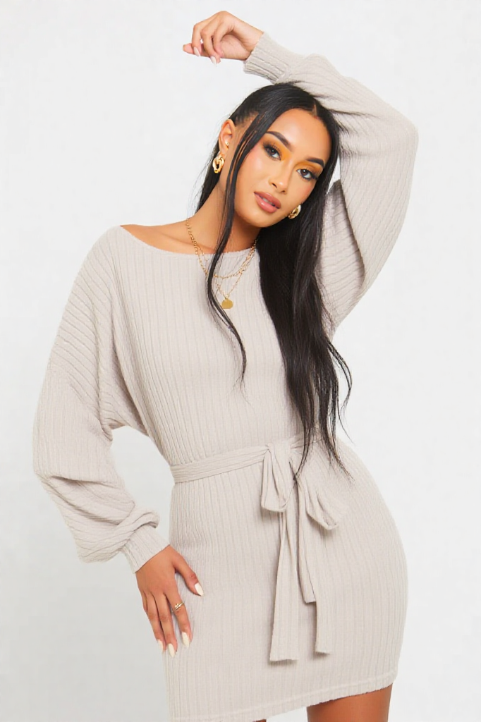 Cozy Belted Knit Dress