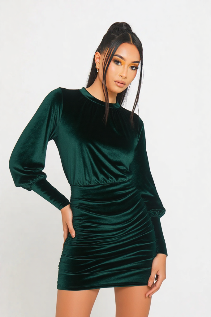 Emerald Luxe Velvet Dress