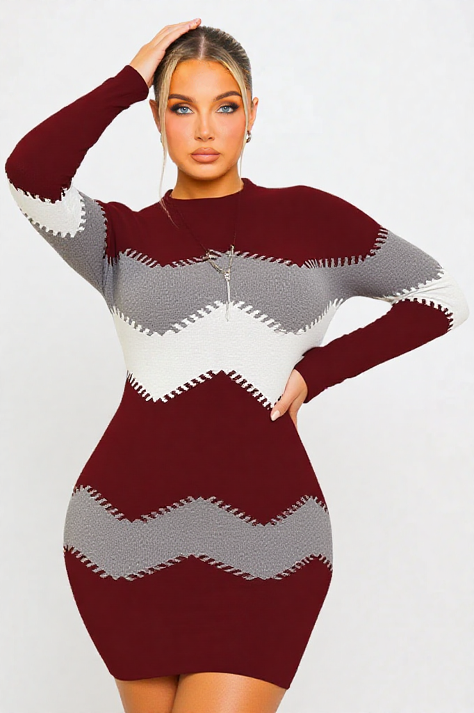Zigzag Knit Bodycon Dress