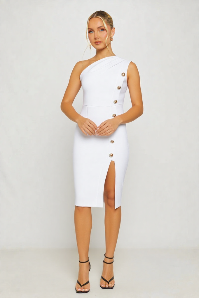 Seam Button Bandage Dress
