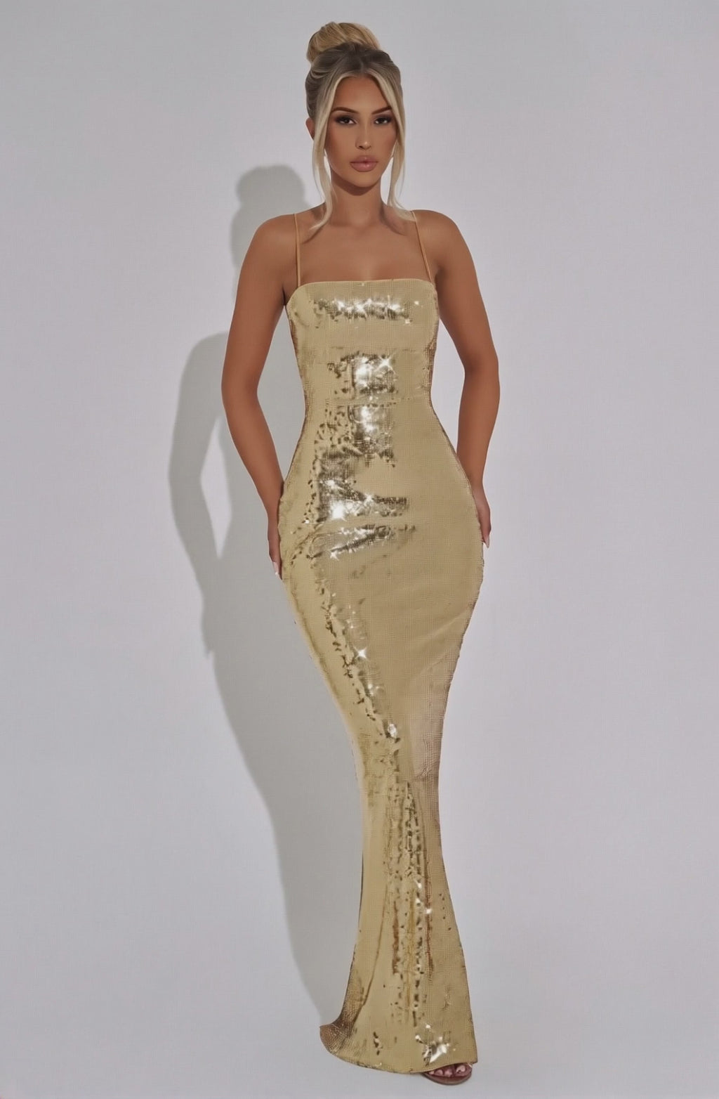 Golden Radiance Sequin Gown Dress
