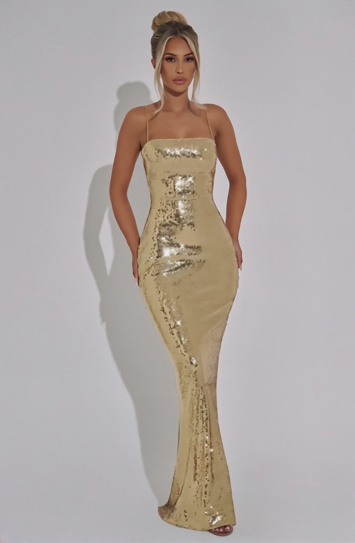 Golden Radiance Sequin Gown Dress