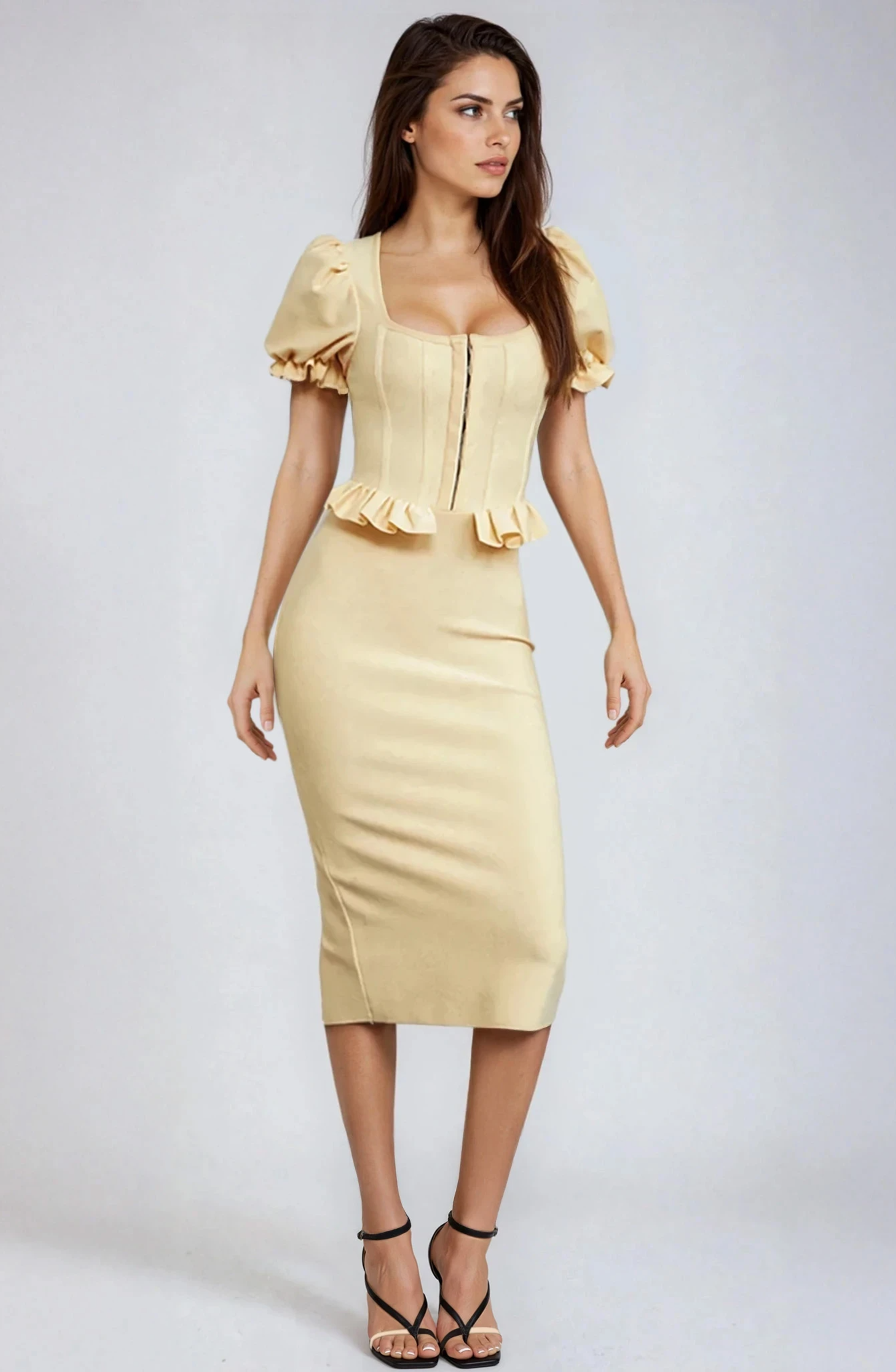 Teela Puff Midi Dress